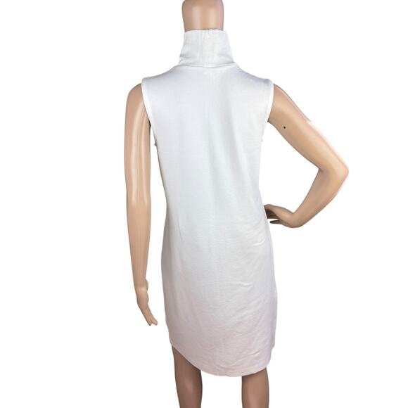 Club Monaco Women White High Neck Sleeveless Knee Length Sheath Dress Size M - Picture 6 of 9